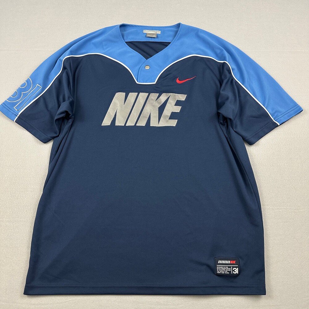 Vintage Nike Shirt Men Extra Large Blue 31st Anniversary Baseball Jersey Y2K XL